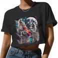 Three Raccoon Moon Meme Crop Top - Fun Women's Fashion Tee