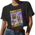 Tummy Ache Survivor Raccoon Crop Top | Cute Small Women's Tee