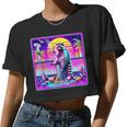 Vaporwave Raccoon Women’s Crop Top – Retro Synthwave Style