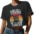 Vintage Retro Save The Trash Pandas Raccoon Women Crop Top
