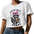 Cute Feral Racoon Crop Top with Sunglasses | Small Women's Tee