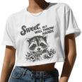 Raccoon Sarcastic Women's Crop Top - Humorous Style for Strong Women