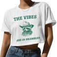 The Vibes Are In Shambles Sarcastic Raccoon Cowboy Women Crop Top