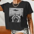 Alien UFO Raccoon Stuffed Animal For Men Women Kids Women Crop Top