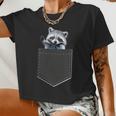Cute Raccoon Pocket Crop Top - Women's Casual Tee
