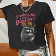 Raccoon Theme Women's Crop Top – Sweet Strawberry Delight