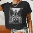 Scared Raccoon & Sasquatch Selfie Crop Top for Women | Fun & Unique