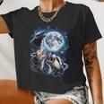 Three Opossum Raccoon Skunk Moon Howling Animal Meme Women Crop Top