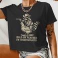 Vintage Western Humor Crop Top - Cowboy Raccoon Design for Women