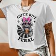 Cute Feral Racoon Crop Top with Sunglasses | Small Women's Tee