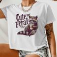 Raccoon Loves Coffee Women’s Crop Top – Cute Vintage Style