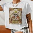 Raccoon Moon Crop Top - Cute Animal Design for Women