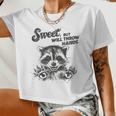 Raccoon Sarcastic Women's Crop Top - Humorous Style for Strong Women