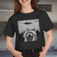 Alien UFO Raccoon Stuffed Animal For Men Women Kids Women Crop Top