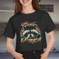 Live Fast Eat Trash Retro Trash Panda Raccoon Women Crop Top