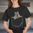 Raccoon Pocket Women's Crop Top | Playful Unisex T-Shirt