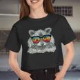 Raccoon Sunglasses Crop Top - Retro Animal Lovers’ Style