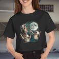 Three Possum Moon 3 Opossum Weird Cursed Meme Women Crop Top