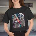Three Raccoon Moon Meme Crop Top - Fun Women's Fashion Tee