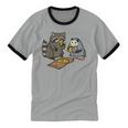 Raccoon & Opossum Eating Pizza Unisex Cotton Ringer T-Shirt