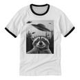 Alien UFO Raccoon Cotton Unisex Ringer T-Shirt | Fun & Unique
