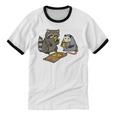 Raccoon & Opossum Eating Pizza Unisex Cotton Ringer T-Shirt
