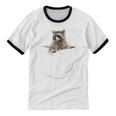 Raccoon Pocket Tee - Unisex Cotton Ringer Shirt - Playful Style