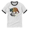 Retro Raccoon Cotton Ringer T-Shirt – Vintage Moon Theme Unisex