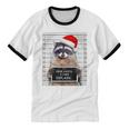 Santa Raccoon Christmas Unisex Cotton Ringer T-Shirt | Fun Holiday