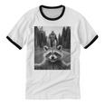 Scared Raccoon & Bigfoot Selfie | Unisex Cotton Ringer T-Shirt