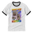 Tummy Ache Survivor Raccoon Cotton Ringer T-Shirt | Small