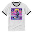 Vaporwave Raccoon Cotton Ringer T-Shirt - Retro Unisex Style