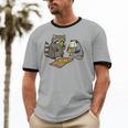 Raccoon & Opossum Eating Pizza Unisex Cotton Ringer T-Shirt