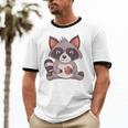 Raccoon Cookie Lover - Adult Unisex Cotton Ringer T-Shirt