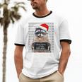 Santa Raccoon Christmas Unisex Cotton Ringer T-Shirt | Fun Holiday