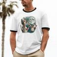 Three Possum Moon Meme Unisex Ringer T-Shirt | Quirky Cotton Tee