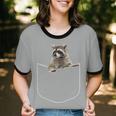 Raccoon Pocket Tee - Unisex Cotton Ringer Shirt - Playful Style Raccoon Pocket Tee - Unisex Cotton Ringer Shirt - Playful Style