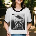 Alien UFO Raccoon Cotton Unisex Ringer T-Shirt | Fun & Unique