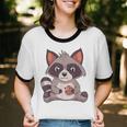 Raccoon Cookie Lover - Adult Unisex Cotton Ringer T-Shirt