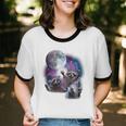Raccoon Howling Moon Unisex Ringer T-Shirt | Soft Cotton Tee