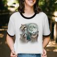 Raccoon Moonlit Howl | Unique Unisex Cotton Ringer Tee