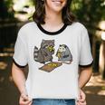 Raccoon & Opossum Eating Pizza Unisex Cotton Ringer T-Shirt
