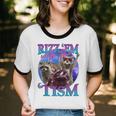 Rizz Em With The Tism Retro Raccoon Meme Unisex Cotton Ringer T-Shirt