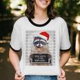 Santa Raccoon Christmas Unisex Cotton Ringer T-Shirt | Fun Holiday