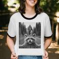 Scared Raccoon & Bigfoot Selfie | Unisex Cotton Ringer T-Shirt