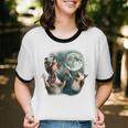 Three Possum Moon Meme Unisex Ringer T-Shirt | Quirky Cotton Tee