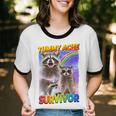 Tummy Ache Survivor Raccoon Cotton Ringer T-Shirt | Small
