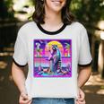 Vaporwave Raccoon Cotton Ringer T-Shirt - Retro Unisex Style