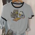 Raccoon & Opossum Eating Pizza Unisex Cotton Ringer T-Shirt