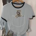 Raccoon Pocket Tee - Unisex Cotton Ringer Shirt - Playful Style Raccoon Pocket Tee - Unisex Cotton Ringer Shirt - Playful Style
